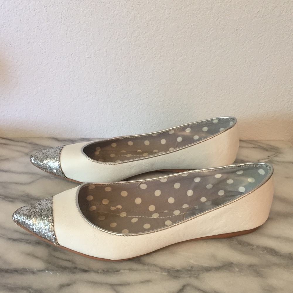 White and Silver Sequin Flats.